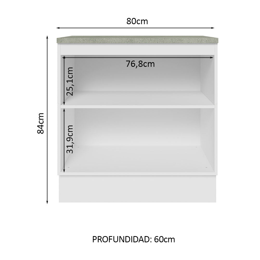 Bajo Mesada Madesa Glamy 80 x 60 cm 2 Puertas (Con Mesada) Blanco/Negro