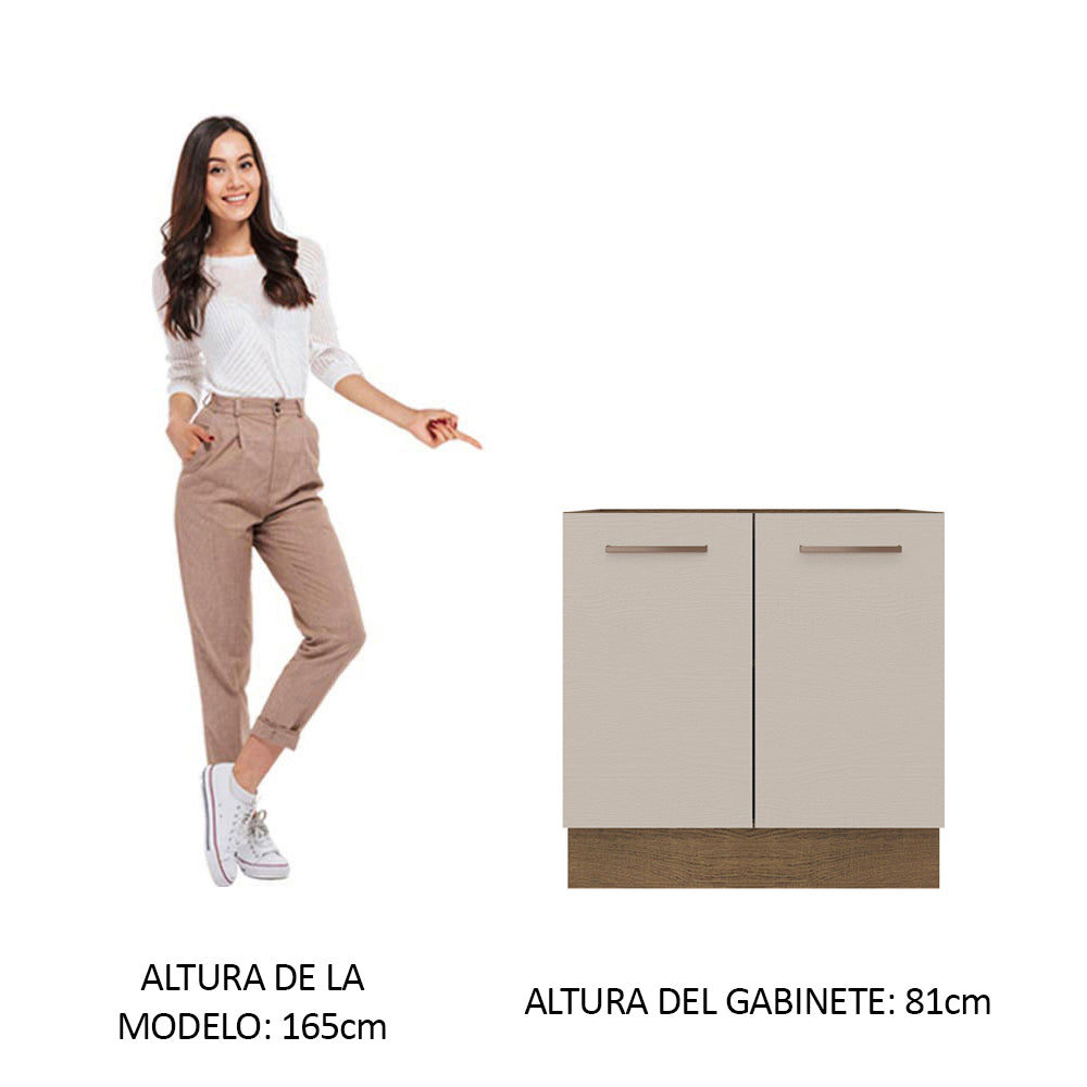 Bajo Mesada Cocina 80 x 60 cm 2 Puertas (Sin Mesada) Marrón/Crema Agata Madesa