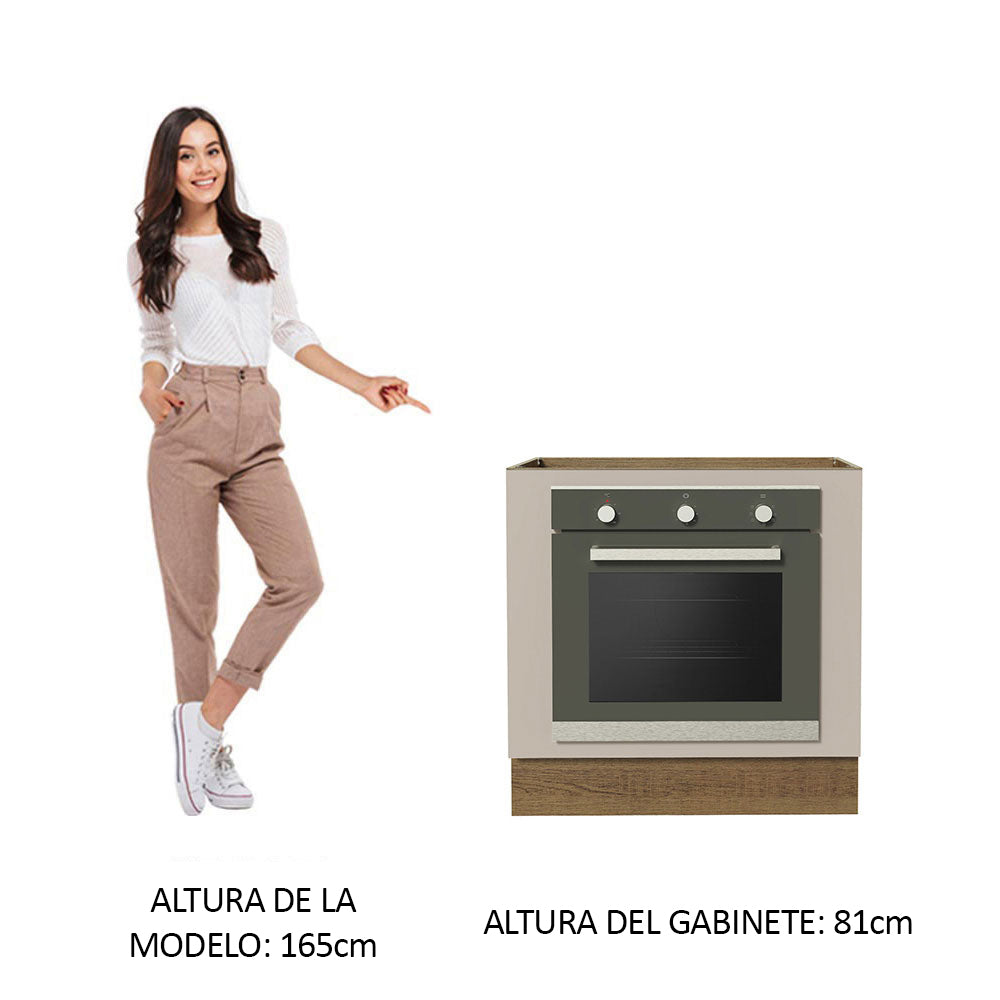 Bajo Mesada Cocina para Horno Empotrado 80 x 60 cm Sin Mesada Marrón/Crema Agata Madesa