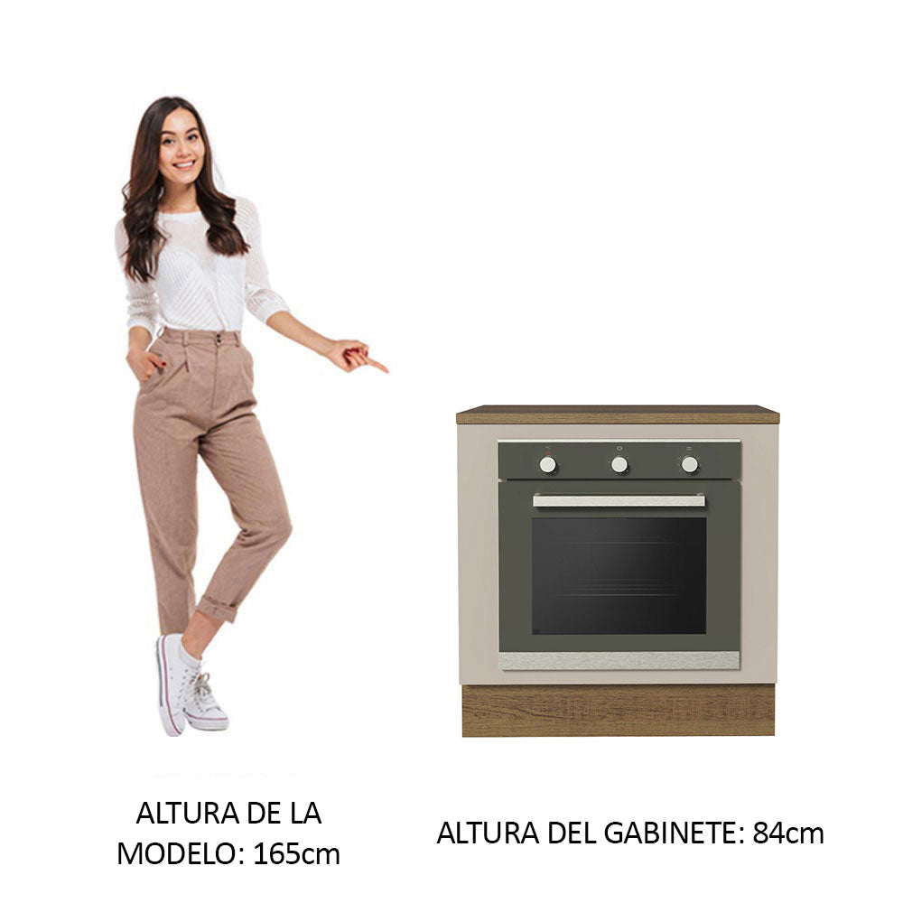 Bajo Mesada Cocina para Horno Empotrado 80 x 60 cm con Mesada Marrón/Crema Agata Madesa