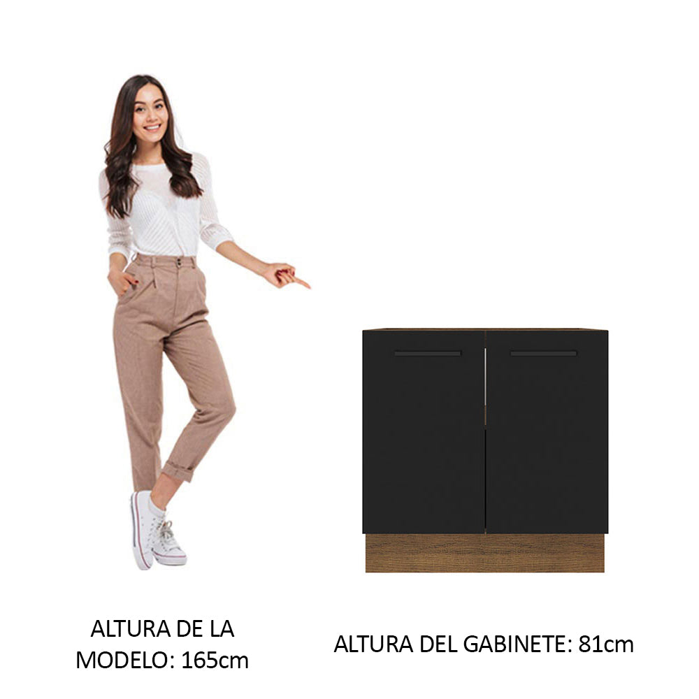 Bajo Mesada Cocina 80 x 60 cm 2 Puertas (Sin Mesada) Marrón/Negro Agata Madesa