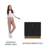 Bajo Mesada Cocina 80 x 60 cm 2 Puertas (Sin Mesada) Marrón/Negro Agata Madesa