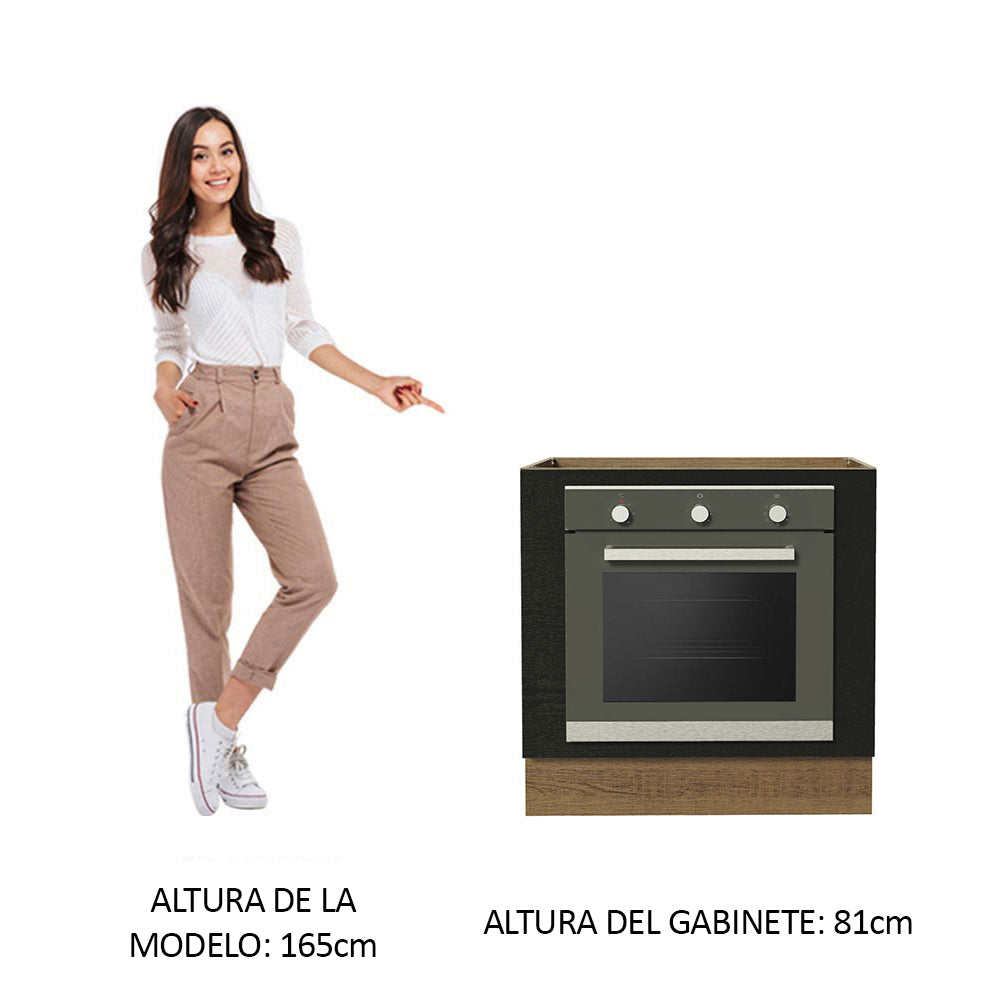 Bajo Mesada Cocina para Horno Empotrado 80 x 60 cm Sin Mesada Marrón/Negro Agata, Glamy, Madesa