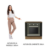 Bajo Mesada Cocina para Horno Empotrado 80 x 60 cm con Mesada Marrón/Negro Agata, Glamy, Madesa