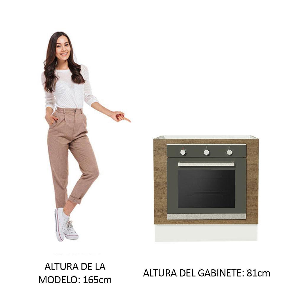 Bajo Mesada Cocina para Horno Empotrado 80 x 60 cm Sin Mesada Blanco/Marrón Glamy, Stella Madesa