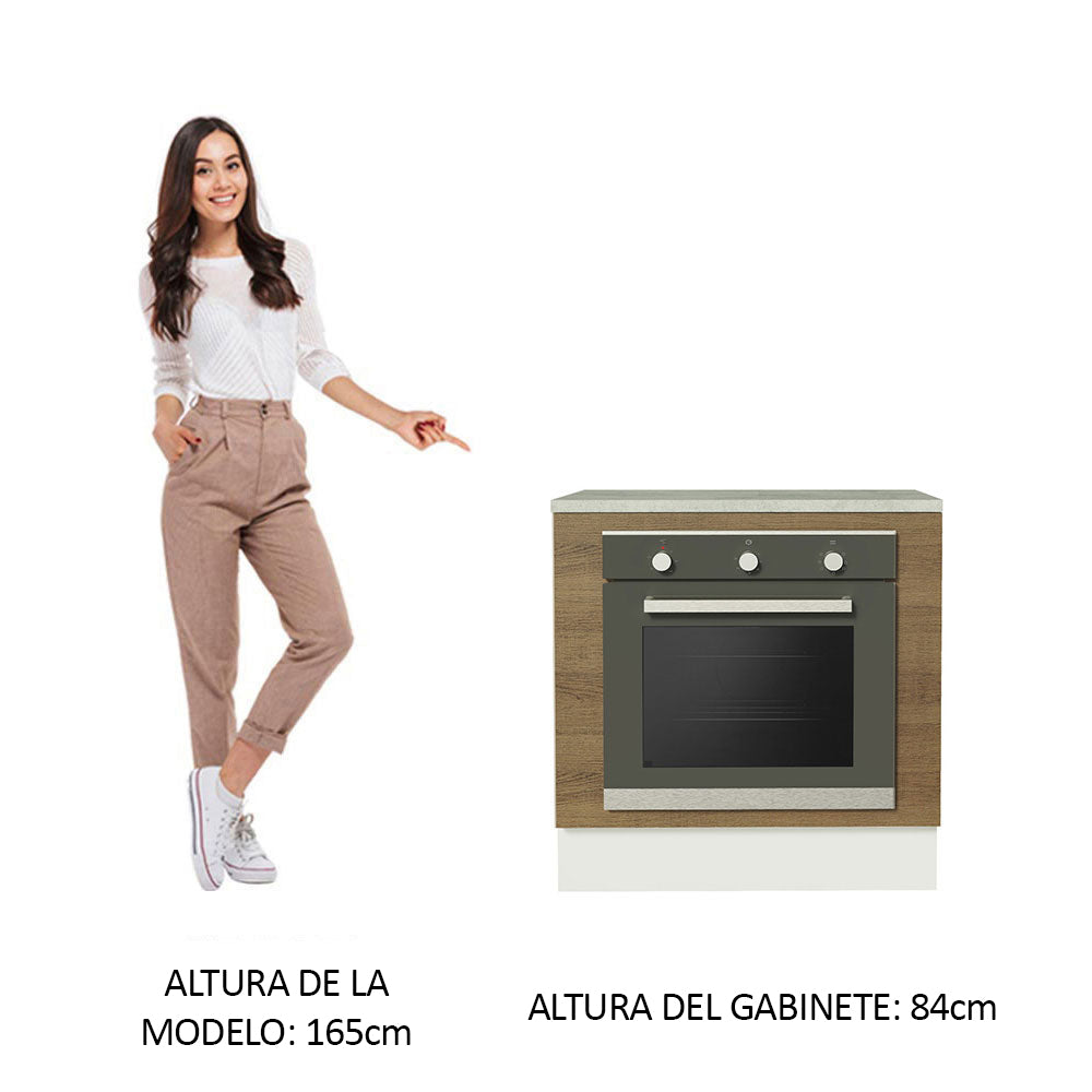 Bajo Mesada Cocina para Horno Empotrado 80 x 60 cm con Mesada Blanco/Marrón Glamy, Stella Madesa