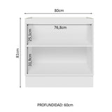 Bajo Mesada 80 cm  x 60 cm, 2 Puertas Glamy Blanco/Marrón