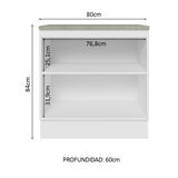 Bajo Mesada Madesa Glamy 80 x 60 cm 2 Puertas (Con Mesada) Blanco/Marrón