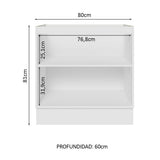 Bajo Mesada Cocina 80 x 60 cm 2 Puertas (Sin Mesada) Blanco/Marrón Stella Madesa