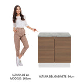 Bajo Mesada Cocina 80 x 60 cm 2 Puertas (Con Mesada) Blanco/Marrón Stella Madesa