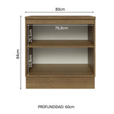 Bajo Mesada 80 cm x 60 cm, 2 Puertas Lux Marrón/Gris