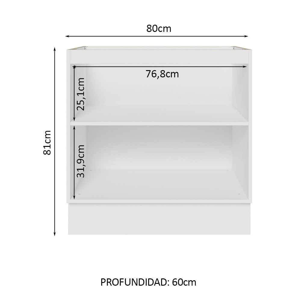 Bajo Mesada 80 cm x 60 cm, 2 Puertas Lux Blanco/Gris