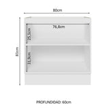 Bajo Mesada 80 cm x 60 cm, 2 Puertas Lux Blanco/Gris