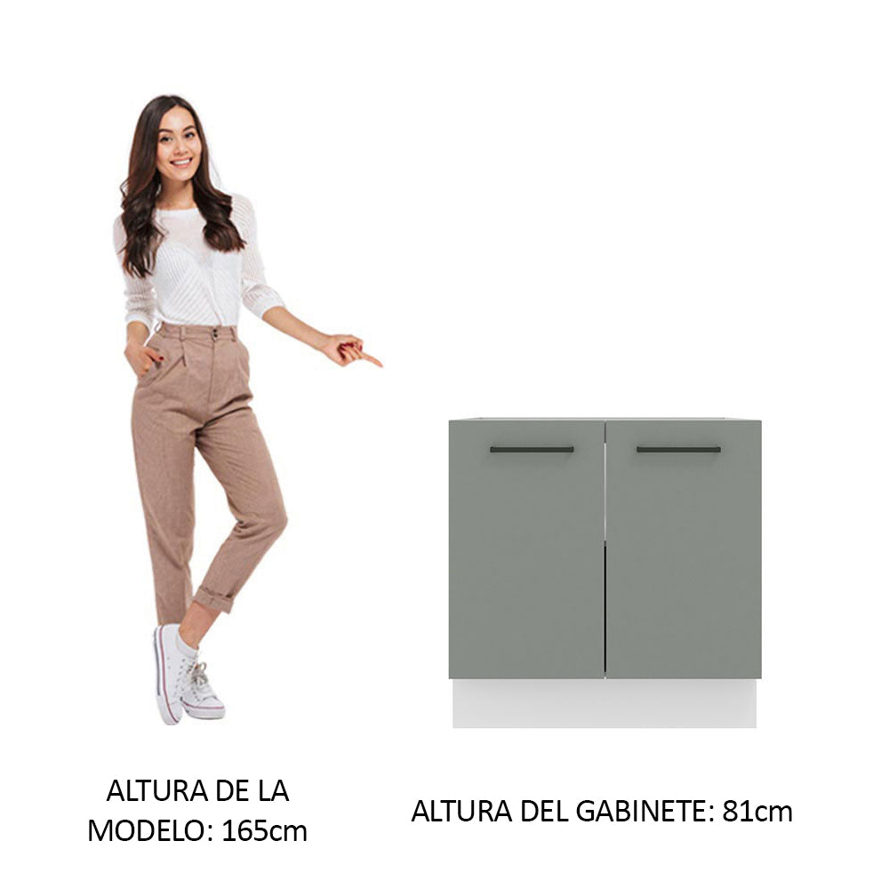 Bajo Mesada 80 cm x 60 cm, 2 Puertas Agata Blanco/Gris