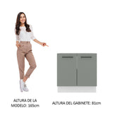 Bajo Mesada 80 cm x 60 cm, 2 Puertas Agata Blanco/Gris