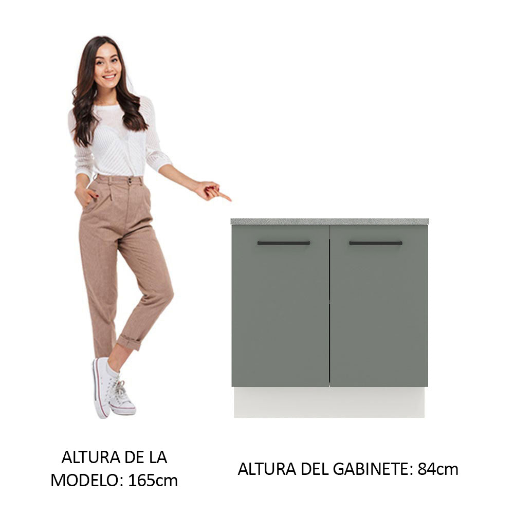 Bajo Mesada 80 cm x 60 cm, Sin cajones 2 Puertas Agata Blanco/Gris
