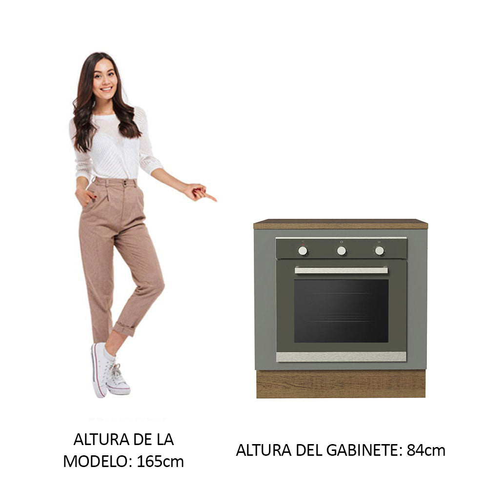 Bajo Mesada Cocina para Horno Empotrado 80 x 60 cm con Mesada Marrón/Gris Agata Madesa