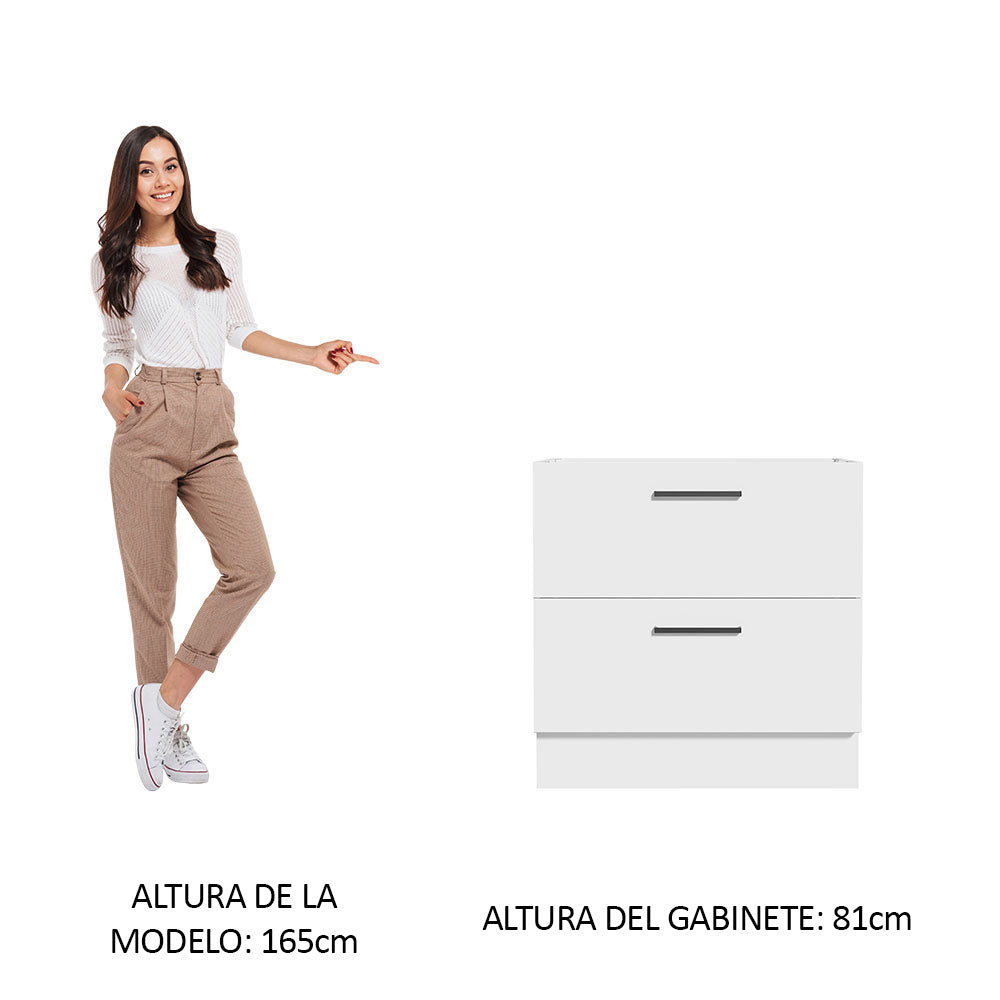 Bajo Mesada Cocina 80 x 60 cm 2 Cajones (Sin Mesada) Blanco Agata Madesa