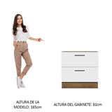 Bajo Mesada Cocina 80 x 60 cm 2 Cajones (Sin Mesada) Marrón/Blanco Agata Madesa