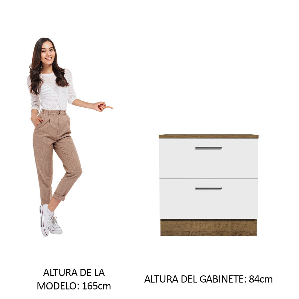 Bajo Mesada Cocina 80 x 60 cm 2 Cajones (Con Mesada) Marrón/Blanco Agata Madesa