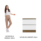 Bajo Mesada de Cocina 80 x 60 cm 2 Cajones (Con Mesada) Marrón/Blanco Glamy Madesa