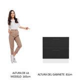 Bajo Mesada Cocina 80 x 60 cm 2 Cajones (Sin Mesada) Blanco/Negro Agata Madesa
