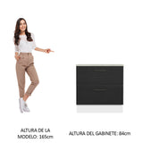 Bajo Mesada Cocina 80 x 60 cm 2 Cajones (Con Mesada) Blanco/Negro Agata Madesa