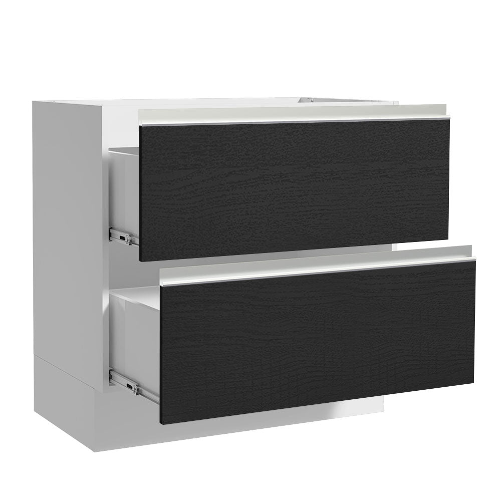 Bajo Mesada de Cocina 80 x 60 cm 2 Cajones (Sin Mesada) Blanco/Negro Glamy Madesa