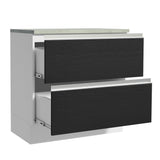 Bajo Mesada de Cocina 80 x 60 cm 2 Cajones (Con Mesada) Blanco/Negro Glamy Madesa