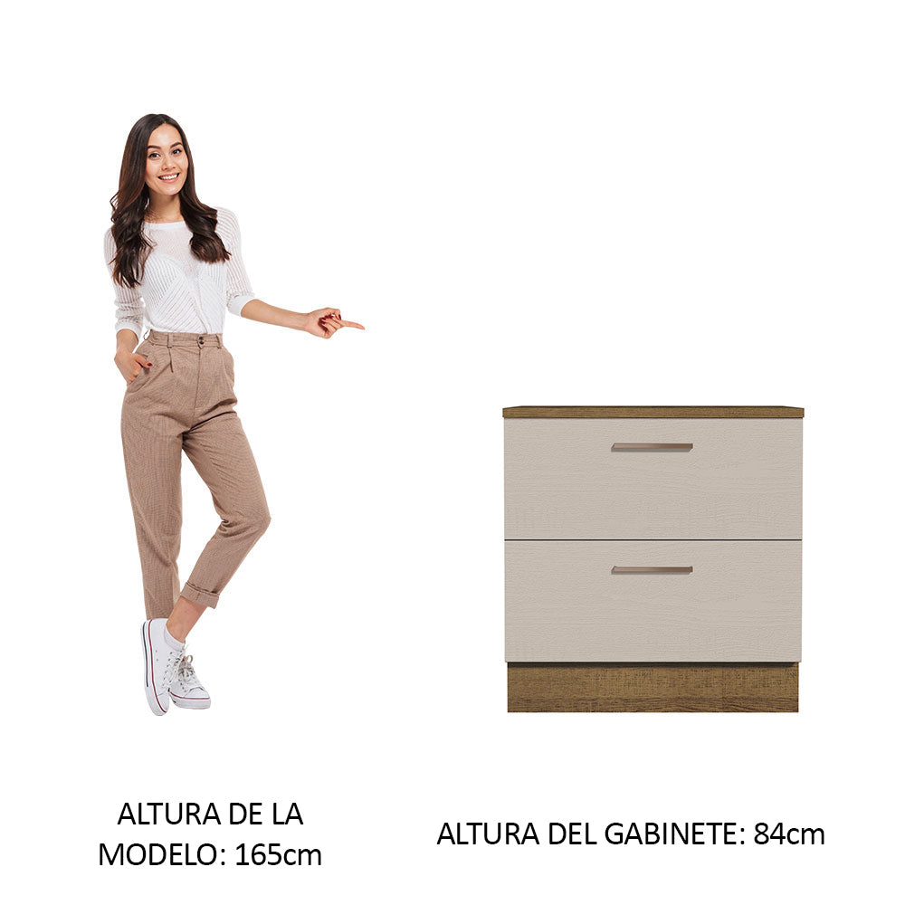 Bajo Mesada Cocina 80 x 60 cm 2 Cajones (Con Mesada) Marrón/Crema Agata Madesa