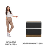 Bajo Mesada de Cocina 80 x 60 cm 2 Cajones (Sin Mesada) Marrón/Negro Glamy Madesa