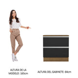 Bajo Mesada de Cocina 80 x 60 cm 2 Cajones (Con Mesada) Marrón/Negro Glamy Madesa