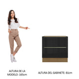 Bajo Mesada 80 cm x 60 cm, 2 Cajones Lux Marrón/Negro