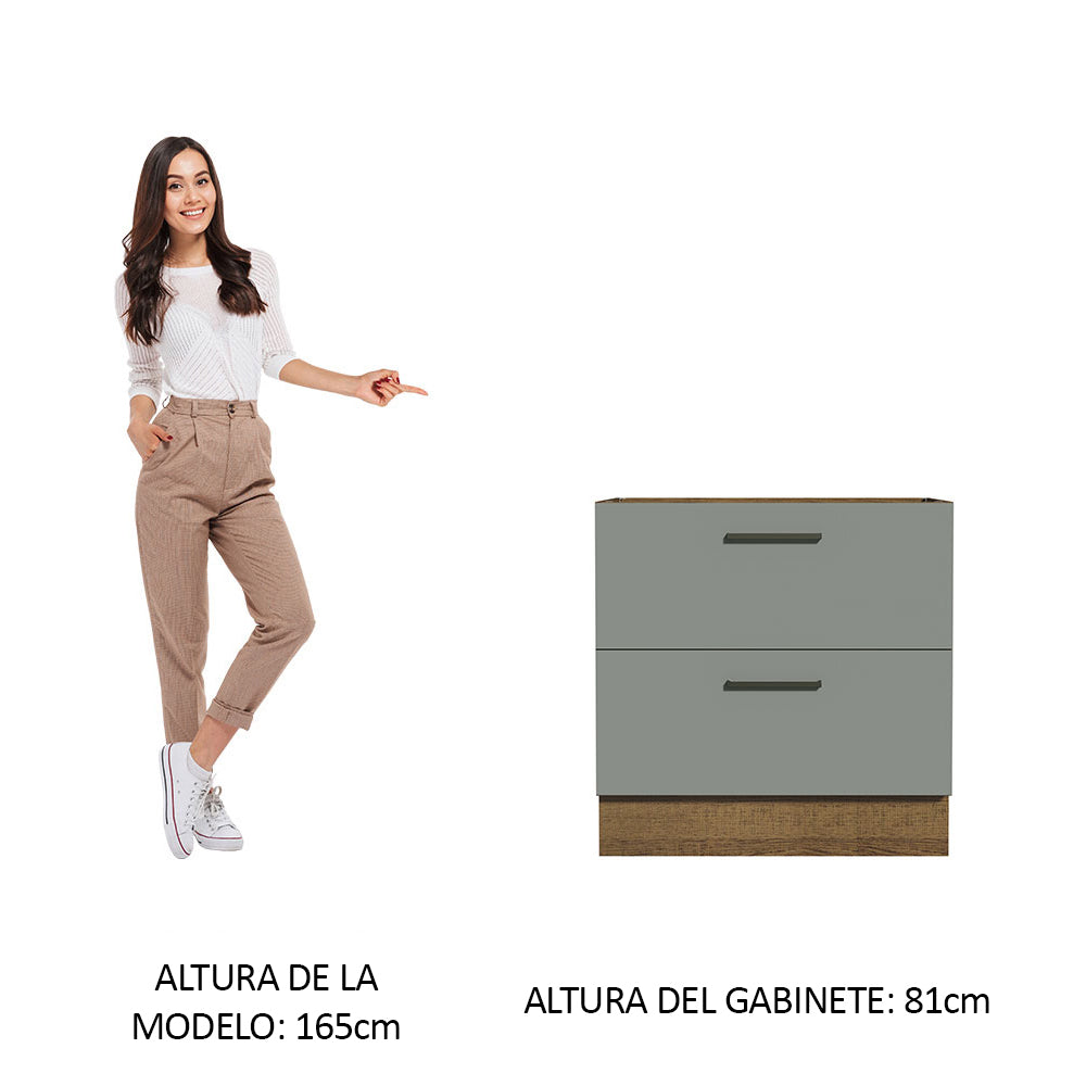 Bajo Mesada Cocina 80 x 60 cm 2 Cajones (Sin Mesada) Marrón/Gris Agata Madesa
