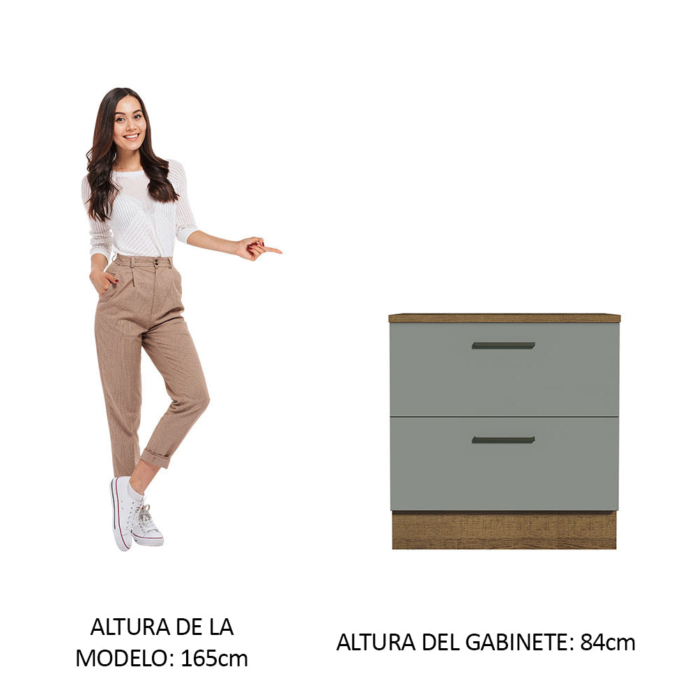 Bajo Mesada Cocina 80 x 60 cm 2 Cajones (Con Mesada) Marrón/Gris Agata Madesa
