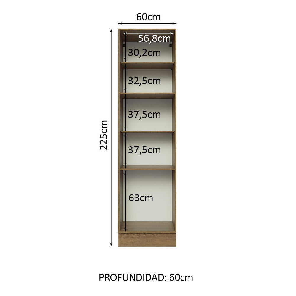 Despensero 60 cm Sin cajones 3 Puertas Lux Marrón/Negro