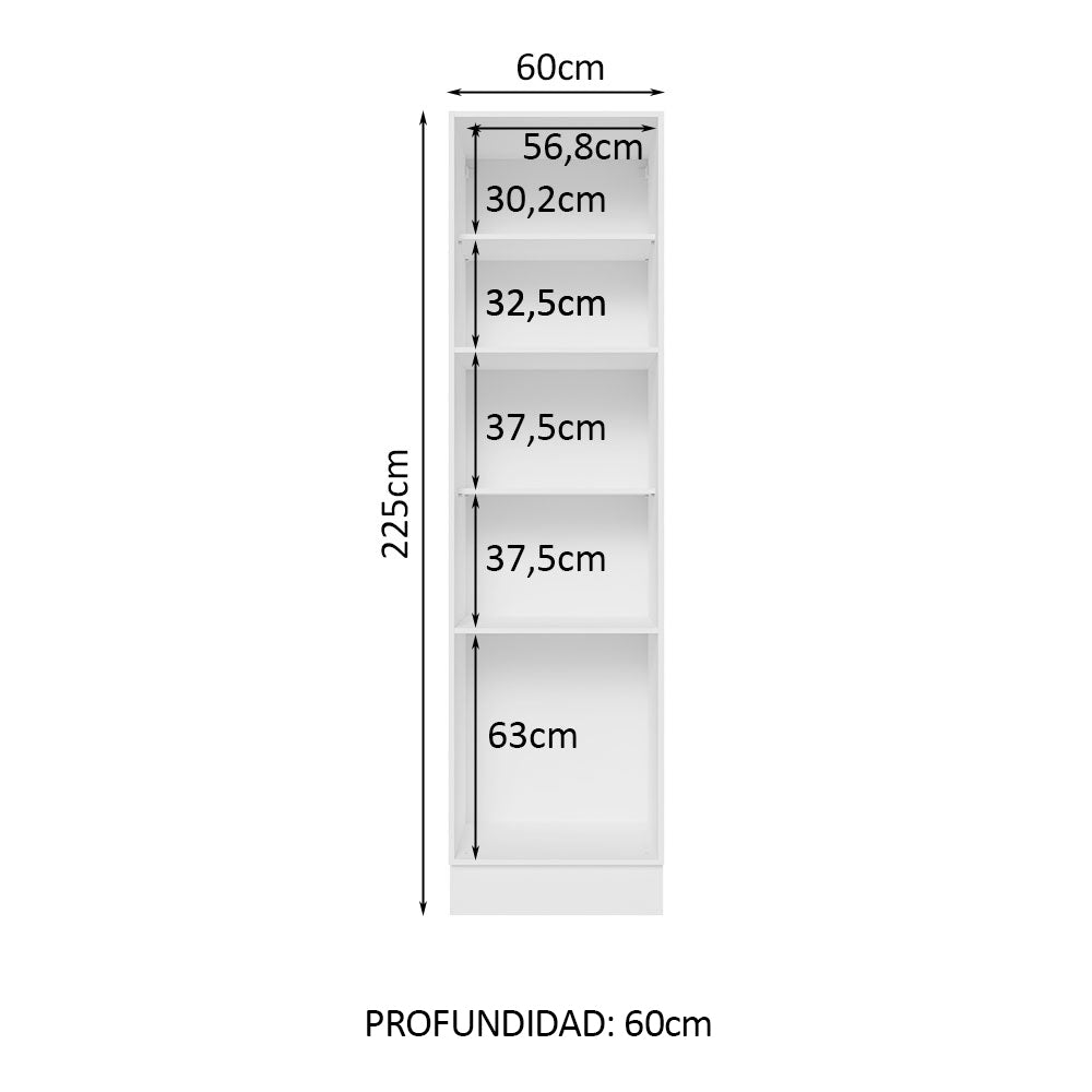 Despensero 60 cm Sin cajones 3 Puertas Lux Blanco/Gris