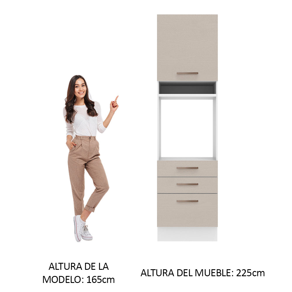 Mueble de Cocina para Horno 60 x 60 cm 1 Puerta 3 Cajones Blanco/Crema Agata Madesa