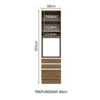 Mueble de cocina para Horno/Microondas 60 x 60 cm 1 Puerta y 3 Cajones Marrón Glamy Madesa