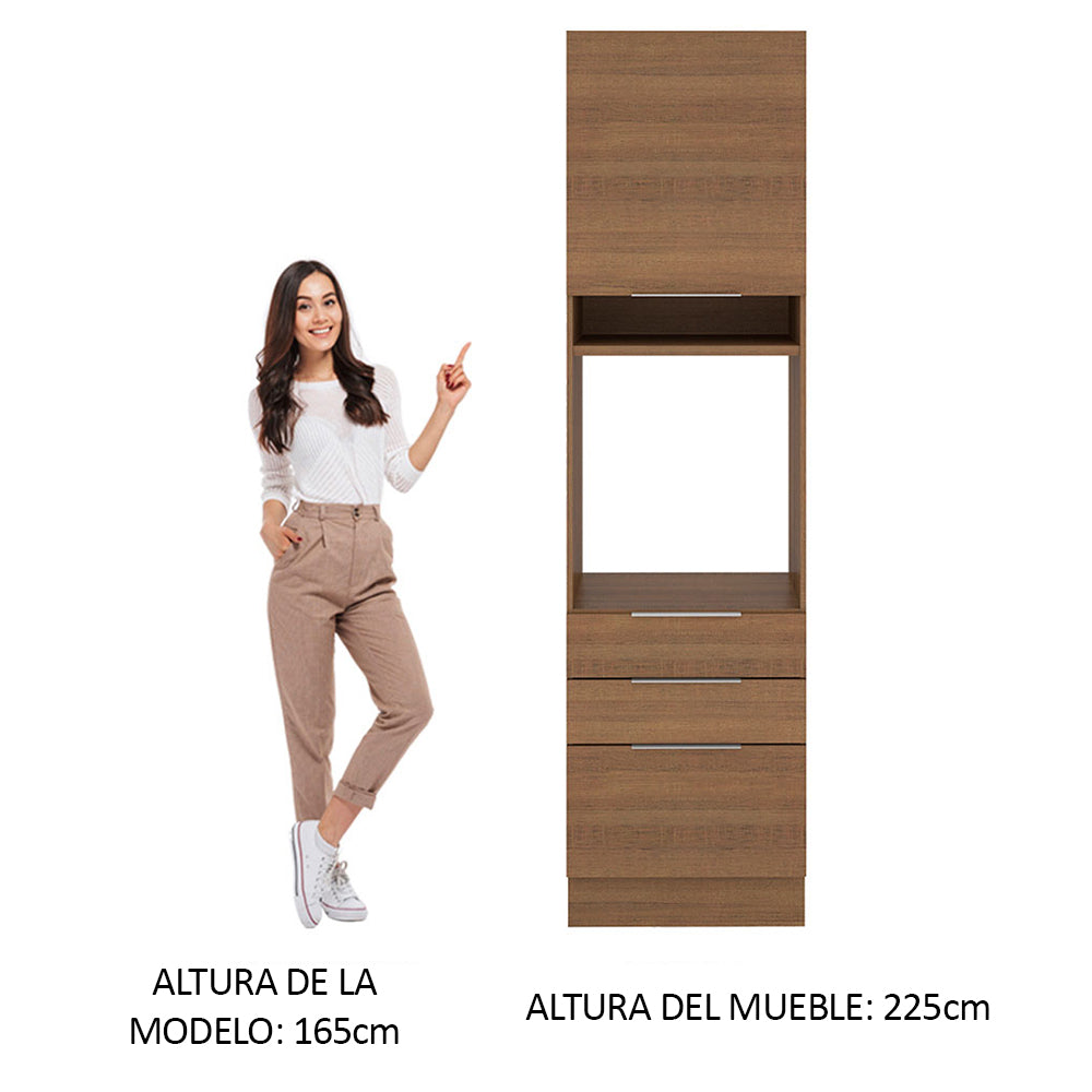 Mueble de Cocina para Horno 60 x 60 cm 1 Puerta 3 Cajones Marrón Stella Madesa
