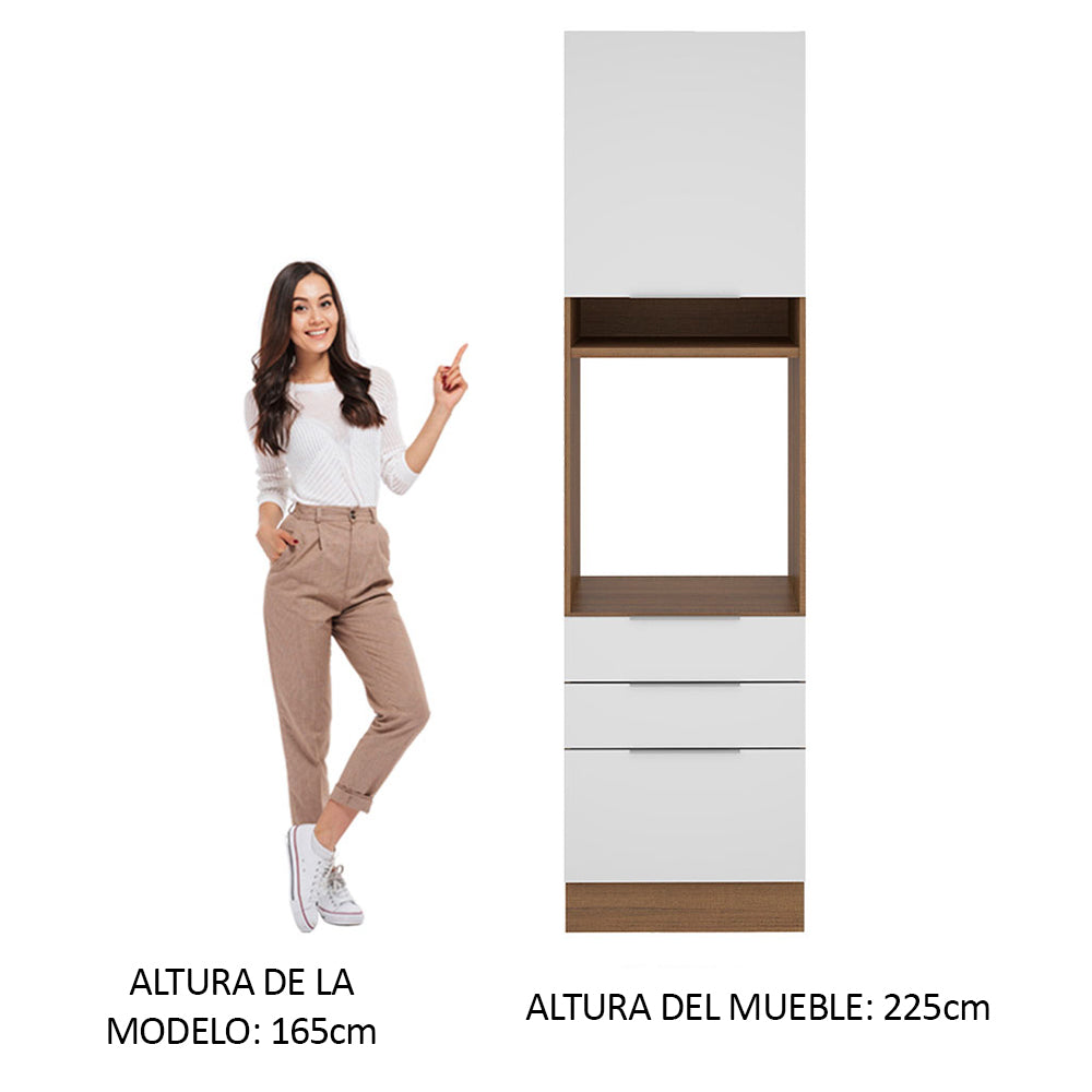 Mueble de Cocina para Horno 60 x 60 cm 1 Puerta 3 Cajones Marrón/Blanco Stella Madesa