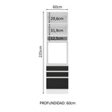 Mueble de cocina para Horno/Microondas Madesa Glamy 60 x 60 cm 1 Puerta 3 Cajones Blanco/Negro