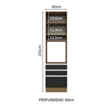 Mueble de cocina para Horno/Microondas Madesa Glamy 60 x 60 cm 1 Puerta 3 Cajones Marrón/Negro
