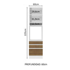 Mueble de cocina para Horno/Microondas 60 x 60 cm 1 Puerta y 3 Cajones Blanco/Marrón Glamy Madesa