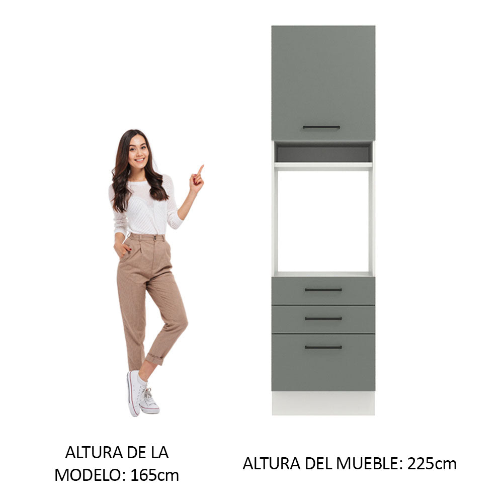 Mueble de Cocina para Horno 60 x 60 cm 1 Puerta 3 Cajones Blanco/Gris Agata Madesa