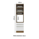 Mueble de cocina para Horno 60 cm 3 Cajones 1 Puerta Lux Marrón/Blanco