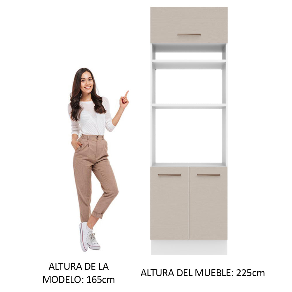 Mueble de Cocina para Horno 70 x 60 cm 3 Puertas Blanco/Crema Agata Madesa