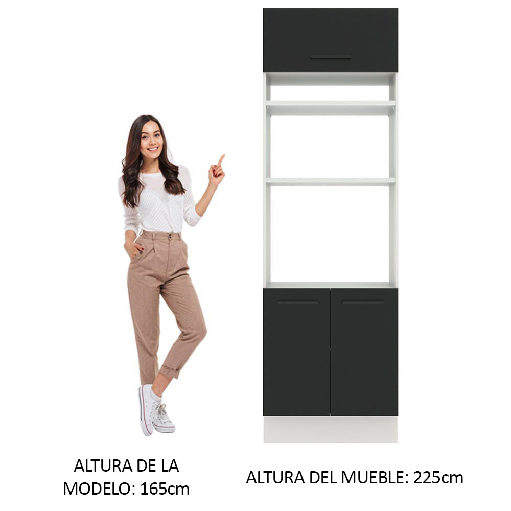 Mueble de Cocina para Horno 70 x 60 cm 3 Puertas Blanco/Negro Agata Madesa
