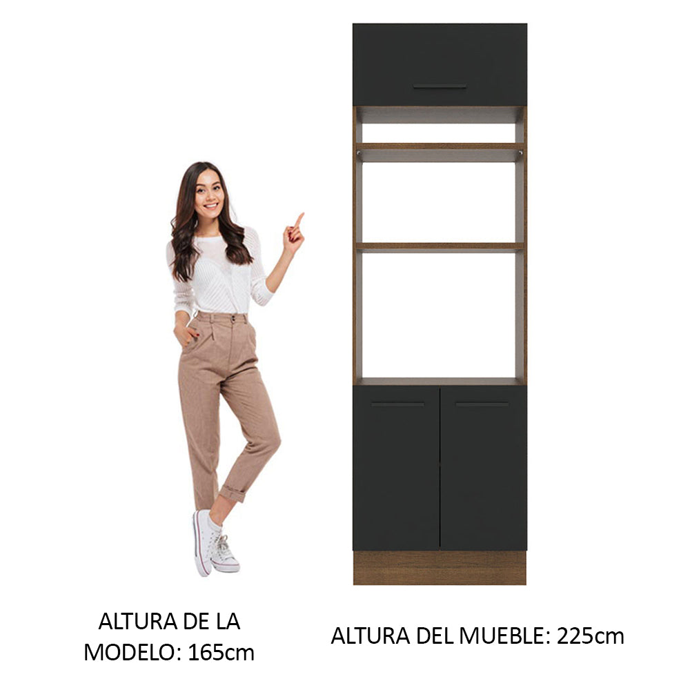 Mueble de Cocina para Horno 70 x 60 cm 3 Puertas Marrón/Negro Agata Madesa