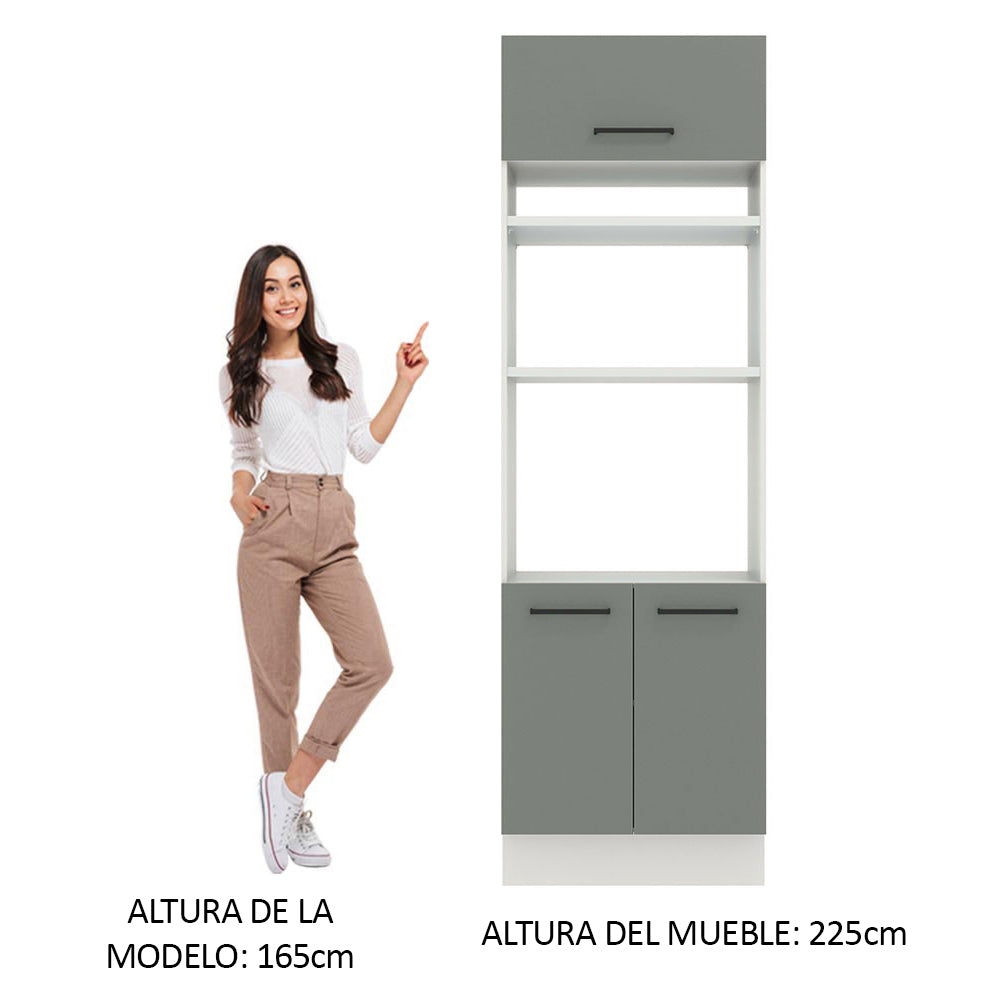 Mueble de Cocina para Horno 70 x 60 cm 3 Puertas Blanco/Gris Agata Madesa